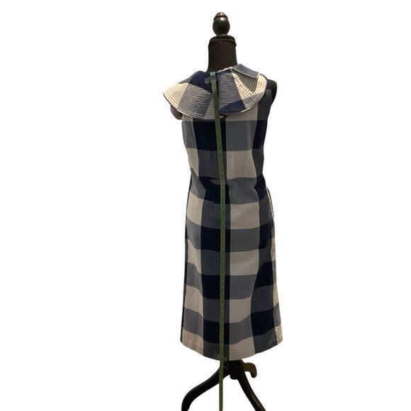 JOHANNA ORTIZ Zona Franca S.A.S. Blue/white Plaid Vest/dress Red Bow 4 W/pockets - Picture 10 of 15